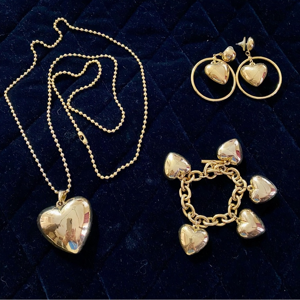 Chunky Gold Heart Jewelry Set